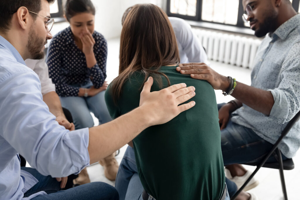 people in circle group support