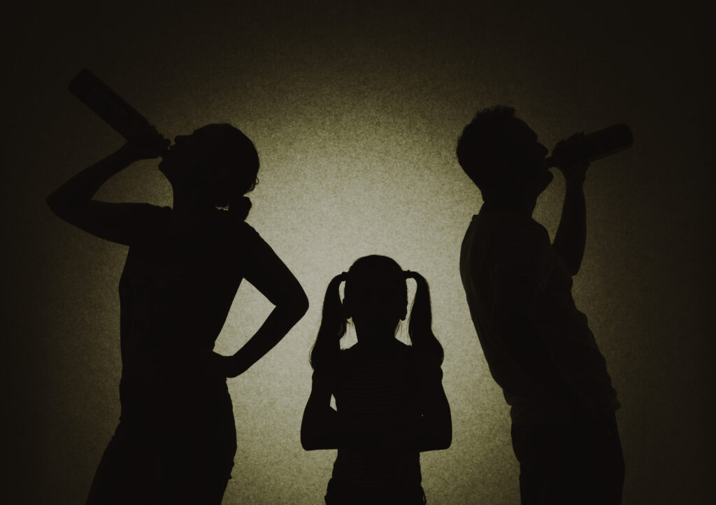 alcoholic parents with daughter in the middle