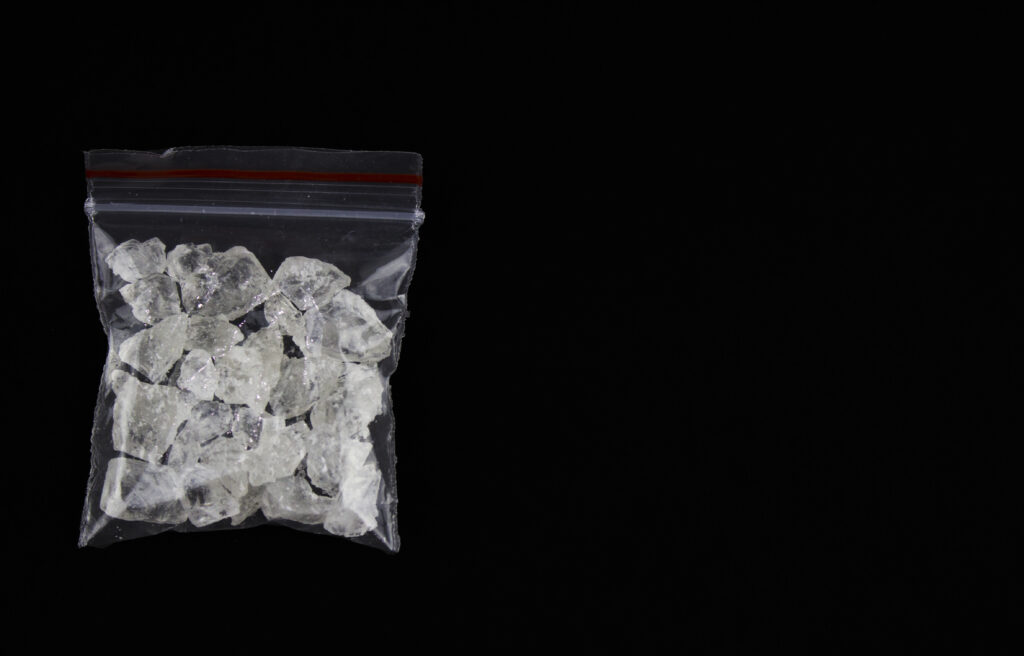 methamphetamine drugs in bag