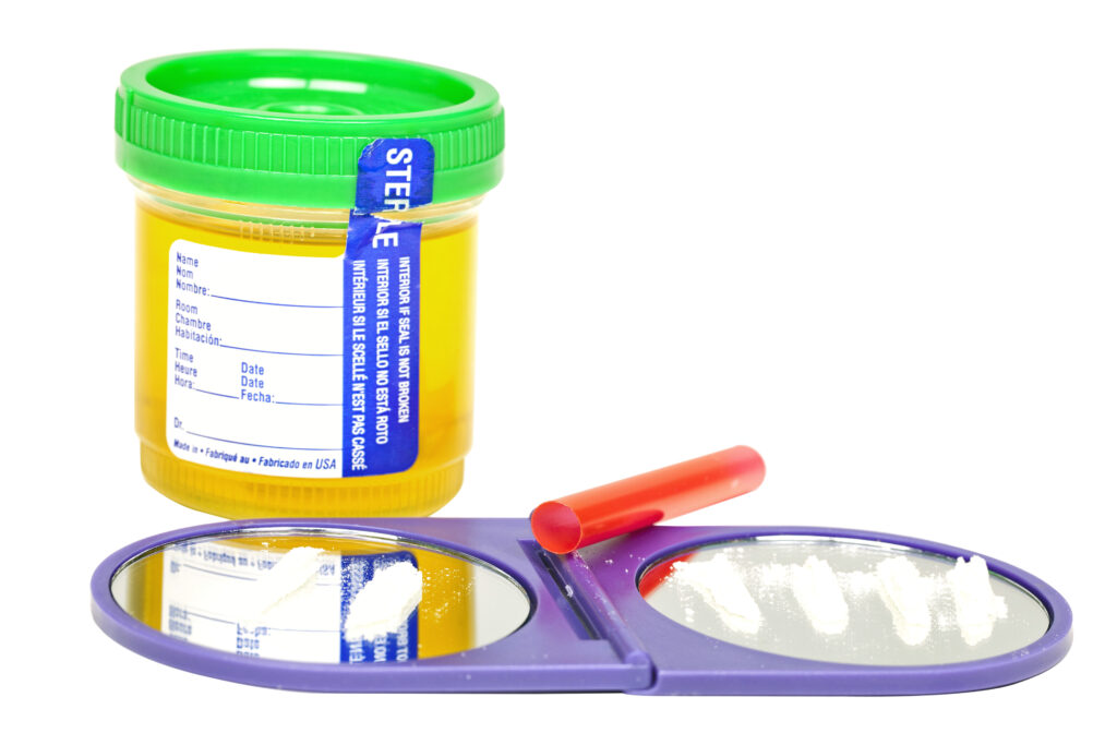 cocaine lines on mirror and urine test