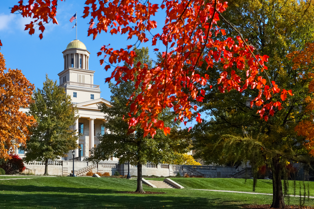 Old Capitol building in downtown Iowa City