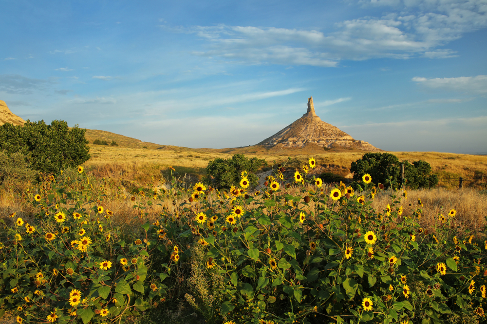 Chimney Rock National Historic Site view in Nebraska